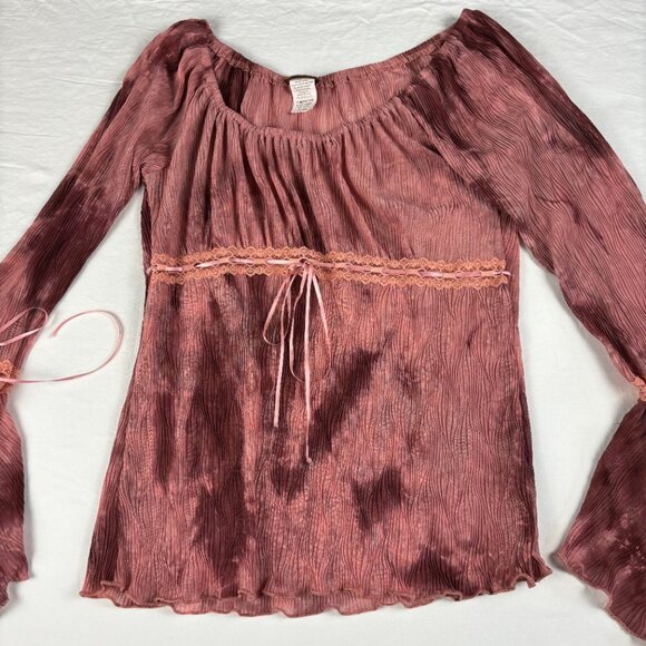 Toomi Pink Boho Bell Sleeve Top - Size M - Picture 2 of 11